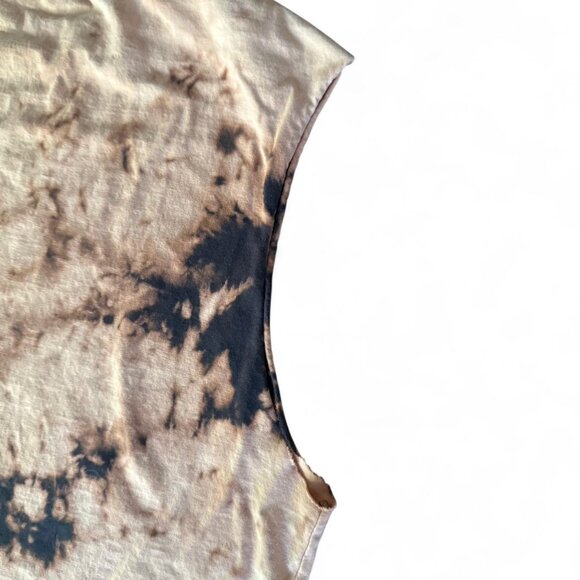 ACDC Lightning Bolt Music Logo on Brown Tie Dye Sleeveless T-Shirt Crop Tank Top - Picture 4 of 6